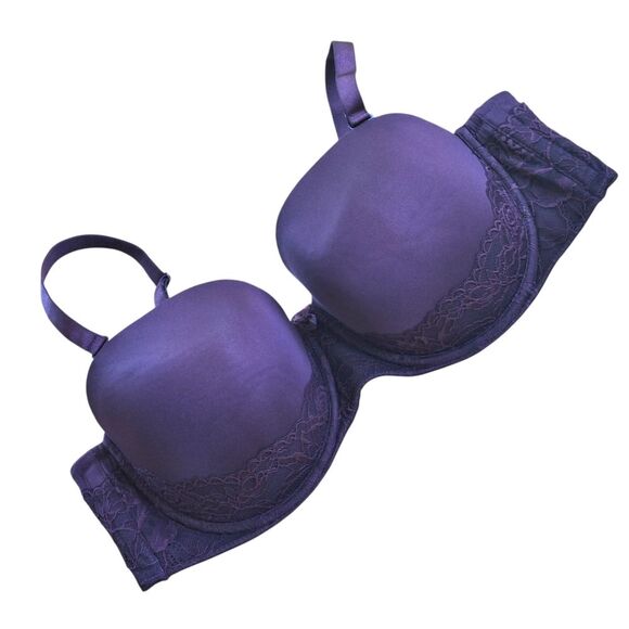 Torrid Curve Bombshell Everyday Strapless Push-Up Bra Convertible 46DD Purple - Picture 5 of 16